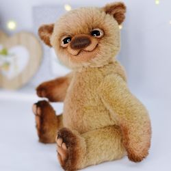 Stuffed teddy bear Timosha, OOAK teddy bear, flexible toy, interior toy, Boney Teddy bear handmade, collection bear