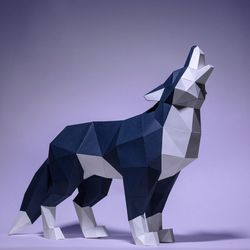 Wolf Paper Craft, Digital Template, Origami, PDF Download DIY, Low Poly, Trophy, Sculpture, Wolf Model