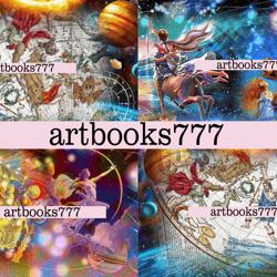 stargazer, astronomer -2- diary of a fortune teller, scrapbooking, ephemera, junk journal, digital paper