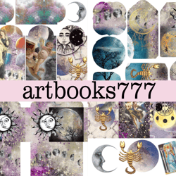 heavenly mysteries - ephemera -diary of a fortune teller, scrapbooking, ephemera, junk journal, digital paper