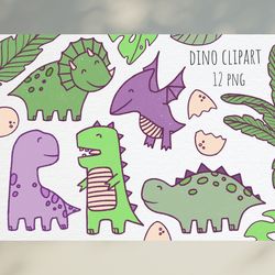 Digital Dinosaurs Clipart / Hand painted Dinosaurs PNG / Cute Dino Baby Showers