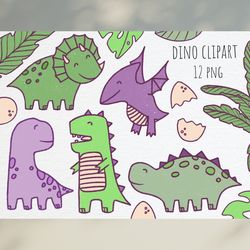 digital dinosaurs clipart / hand painted dinosaurs png / cute dino baby showers