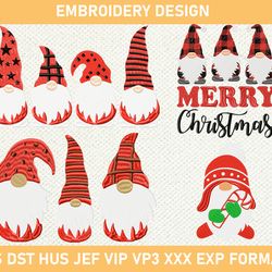 Merry Christmas Gnome Embroidery Designs, Christmas Gnomes Embroidery Designs 3 size
