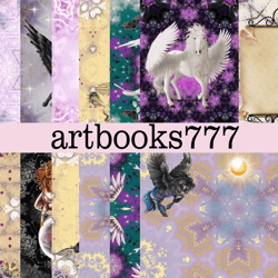 heavenly mysteries -pegasus- diary of a fortune teller, scrapbooking, ephemera, junk journal, digital paper