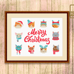 Meow Merry Christmas Cross Stitch Pattern