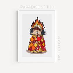 Hedgehog Indian  cross stitch pattern PDF and Saga