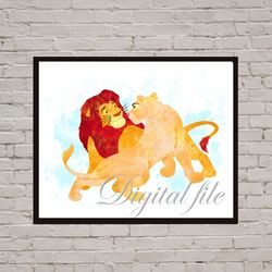 The Lion King Disney Art Print Digital Files decor nursery room watercolor