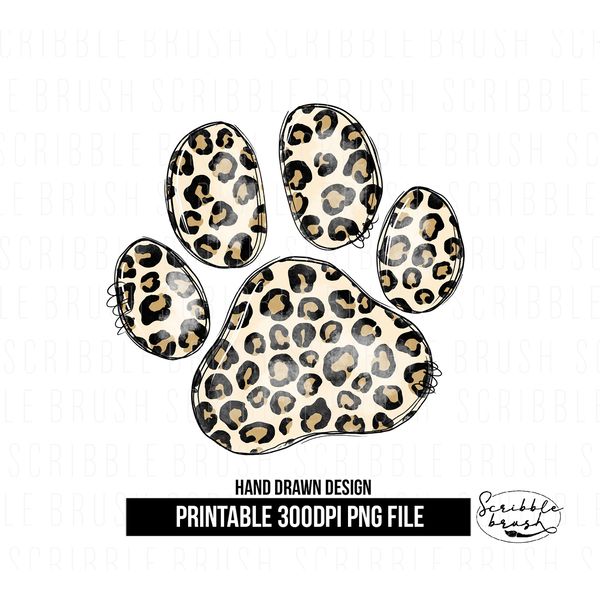 Leopard Print Dog Paw Sublimation PNG Design.jpg