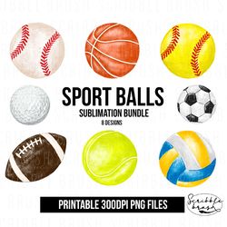 Sport Balls Sublimation PNG Clipart Bundle