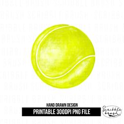 Watercolor Tennis Ball Sublimation Design, Tennis PNG Clipart