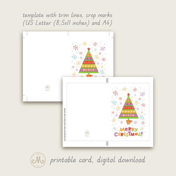 Christmas tree in a pot printable card templates with cut lines.jpg