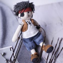 PDF knitting pattern - Doll knitting pattern Jackie, knittting doll, Doll Stuffed, doll for kid,knitted doll, Pirate