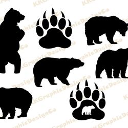 Bear svg Bear paw svg Bear bundle svg Bear clipart Bear cricut Bear template Bear silhouette  Bear paw clipart