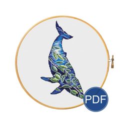 Whale. Spring dawn for cross stitch pattern