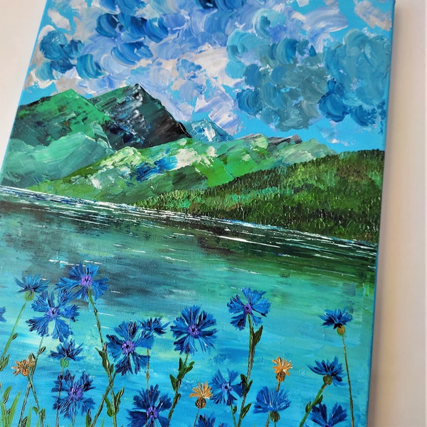 Handwritten-landscape-mountain-lake-and-wildflowers-cornflowers-by-acrylic-paints-8.jpg