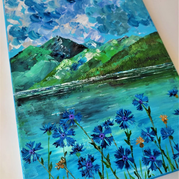 Handwritten-landscape-mountain-lake-and-wildflowers-cornflowers-by-acrylic-paints-9.jpg