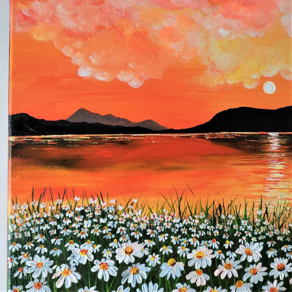 Handwritten-landscape-sunset-on-the-lake-daisies-grow-on-the-shore-by-acrylic-paints-2.jpg