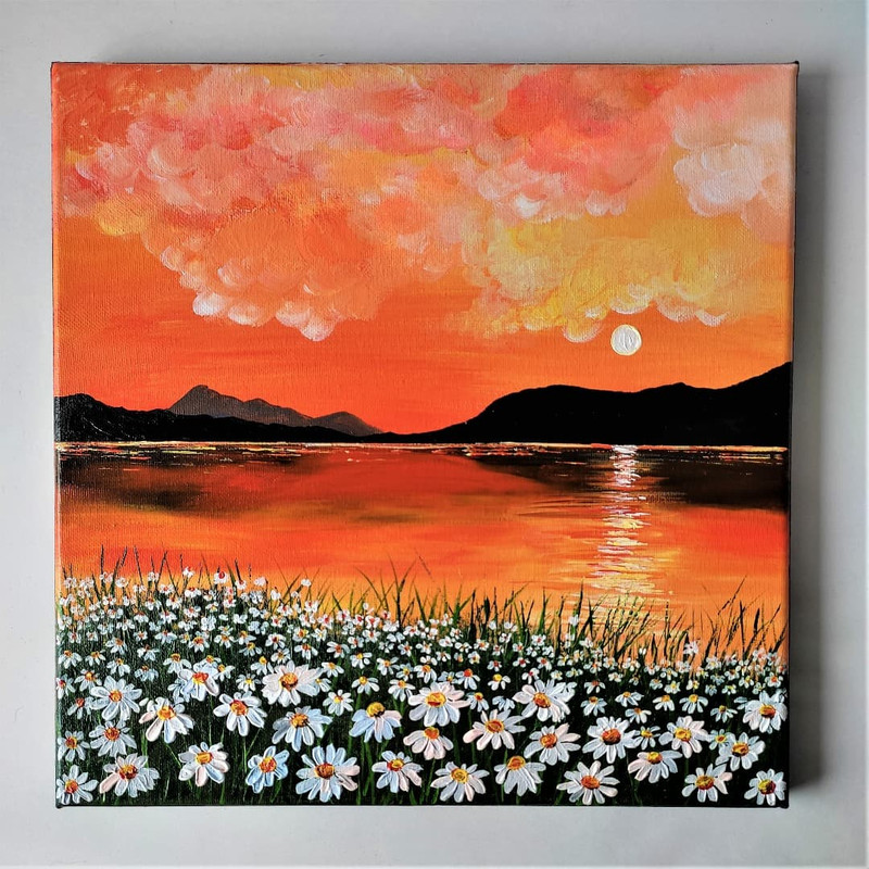 Handwritten-landscape-sunset-on-the-lake-daisies-grow-on-the-shore-by-acrylic-paints-8.jpg
