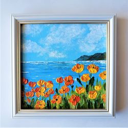 Textured acrylic painting, Poppy wall art, Buy framed art, Floral paintings, American landscape painting, Art landscape