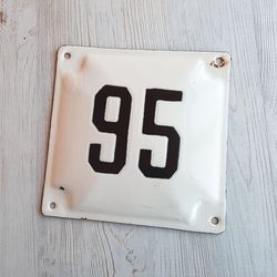 Street address number sign 95 - house enamel metal vintage number plaque