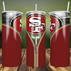 San Francisco 49ers Zipper PNG, 20oz San Francisco 49ers Zipper PNG, Tumbler Wrap Straight Png, NFL Football Wrap PNG