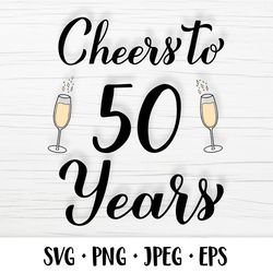 cheers to 50 years svg. 50th birthday, anniversary party decor