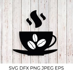 coffee cup with coffee beans svg