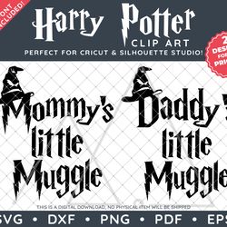 Harry Potter Clip Art SVG DXF PNG PDF - Mommy & Daddy's Little Muggle Design & FREE Font!