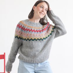 Colorful knitted sweater women
