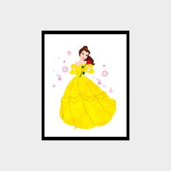 Belle Beauty and the Beast Disney Set Art Print Digital Files decor nursery room watercolor
