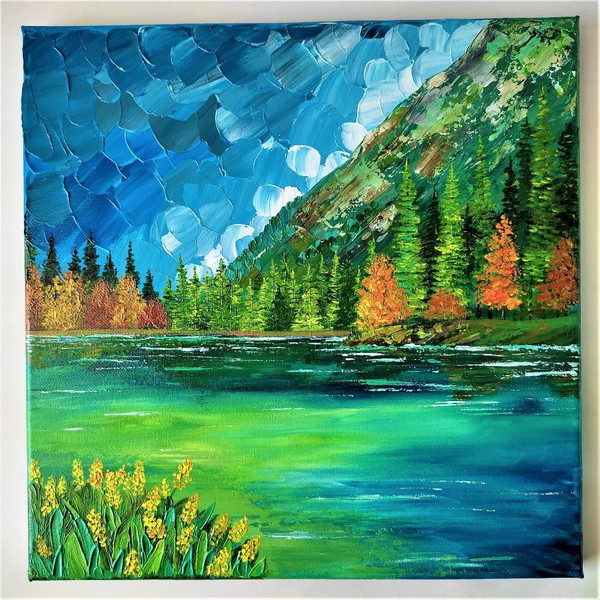 Handwritten-autumn-forest-on-the-shore-of-a-mountain-lake-by-acrylic-paints-7.jpg