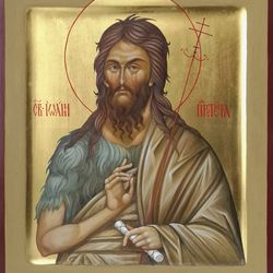 Icon of Saint John the Baptist, orthodox icon, Byzantine icon, hand painted icon, religious painting, icon for gift