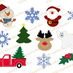 Christmas bundle svg Santa svg Christmas clipart Reindeer svg Snowflake svg Christmas truck svg Snowman svg