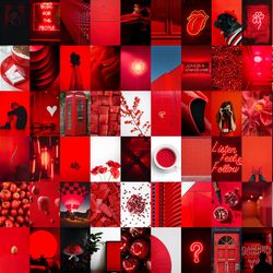 78 pcs  red aesthetic wall collage kit digital download | red photo collage kit, red photo wall collage set 4x6