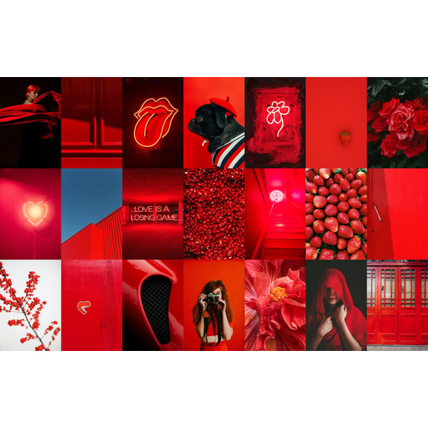 Collage Design Red 78 PCS Red aesthetic wall collage kit DIGITAL DOWNLOAD | Re | Inspire ...
