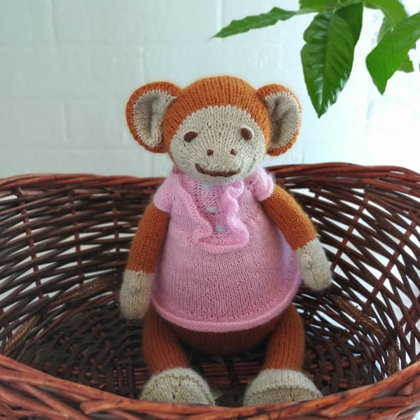 Monkey Knit Pattern Monkey knitting pattern Knitting monkey Monkey toy knitting - Inspire ...