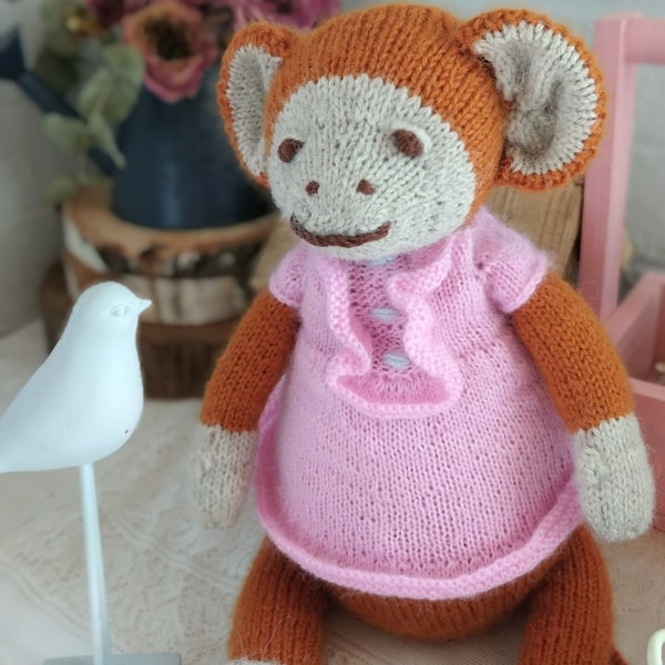 Monkey Knit Pattern Monkey knitting pattern Knitting monkey Monkey toy knitting - Inspire ...