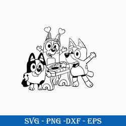 bluey friends piano outline svg, bluey svg, cartoon svg, png, dxf, eps file.