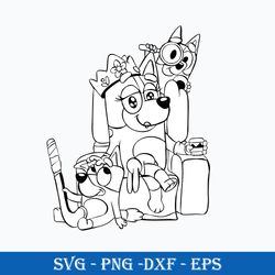 gift for mother's day outline svg, bluey mum svg, bluey svg, bingo svg, cartoon svg file.