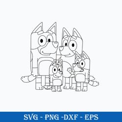 family bluey dog outline svg, bluey heeler svg, cartoon svg png dxf eps digital file.