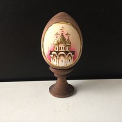 Russian Easter Egg, Village Church, decoupage 11 cm | Russian Imperial style