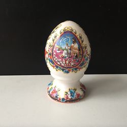 Handmade Russian Ceramic Easter egg flowers | Handpainted ceramic egg figurine | Eco-friendly Easter home decor