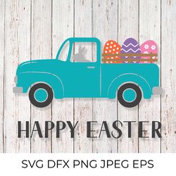 Easter retro truck with eggs SVG