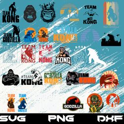 Designs Godzilla Svg Bundle Layered Item, Team Kong Clipart, Cricut, Digital Vector Cut Files, Svg, Png, Dxf, Eps File