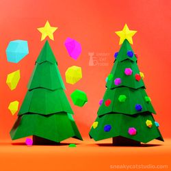 Paper Christmas tree - 3D Papercraft template Digital pattern for printing and cutting (pdf, svg, dxf*)