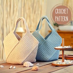 Crochet Bag Pattern PDF, Tote bag DIY, Beach Bag, Shopping bag, Shoulder bag, boho handbag, reusable grocery bag, handma