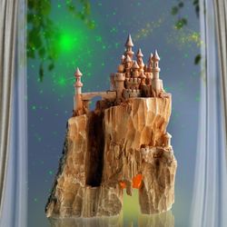 Wood lamp "Castle in the mountains"   Led lamp Desk lamp Lamp light  Art Unigue gifts