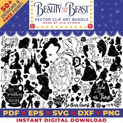 Disney Beauty and the Beast Clip Art Bundle SVG DXF PNG PDF - Over 50 Unique Designs Plus FREE Logo & Font!