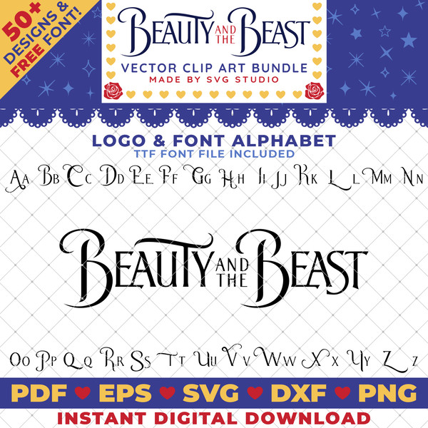 Disney Clip Art Beauty and the Beast Bundle Thumbnail Font.png