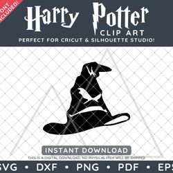 Harry Potter Clip Art Design SVG DXF PNG PDF - Hogwarts Sorting Hat & FREE Font!